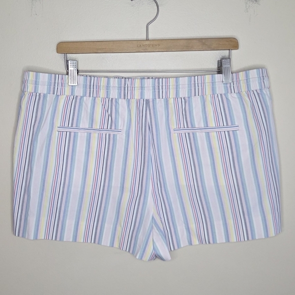 Loft I Pink Blue Yellow White Stripe 100% Cotton Pull-On Waist Shorts Size Large - Picture 3 of 4